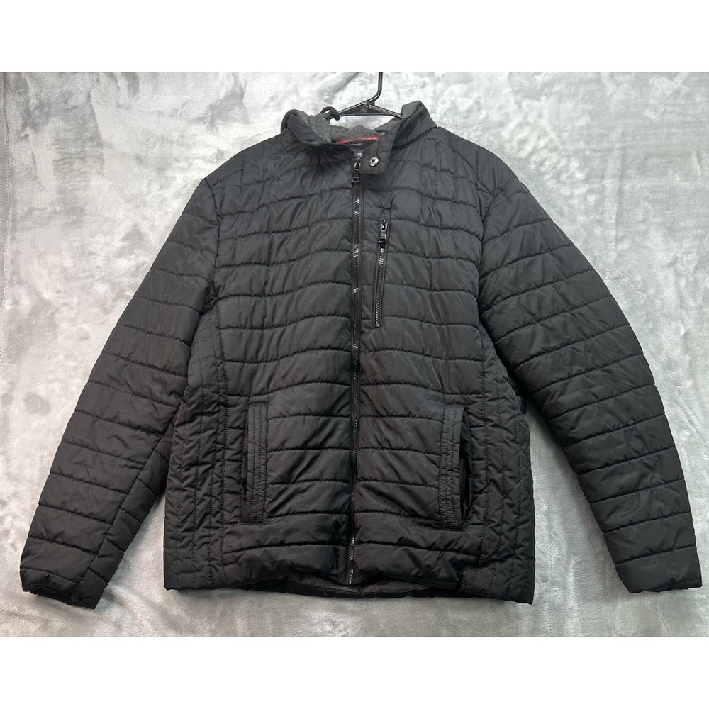 Buffalo by David Bitton Quilted Hooded Puffer Jacket Mens Sz Large Double Zip